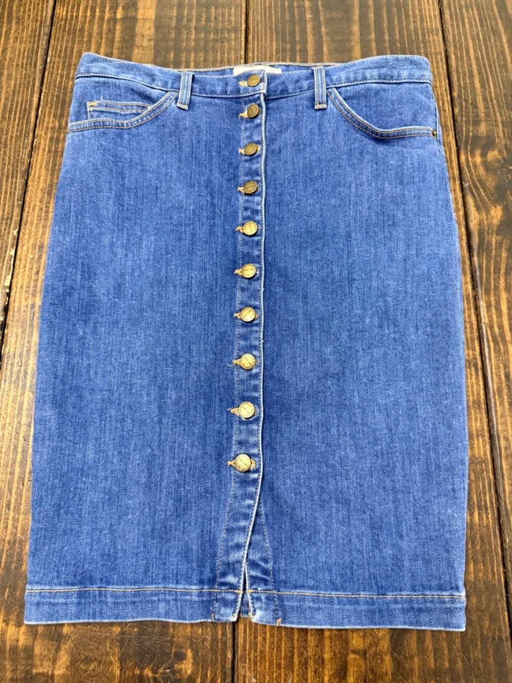 Current/Elliott Medium Blue Denim Skirt with Logo Waistband